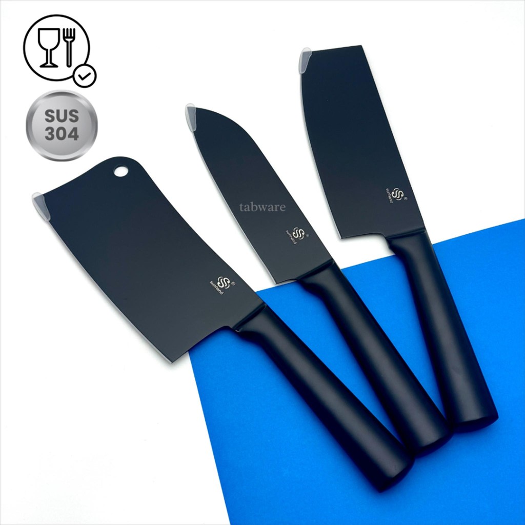 (1pc) Pisau Parang Hitam/Pisau Stainless/Pisau Daging Tulang/Pisau Tajam Stainless Steel 3Cr13