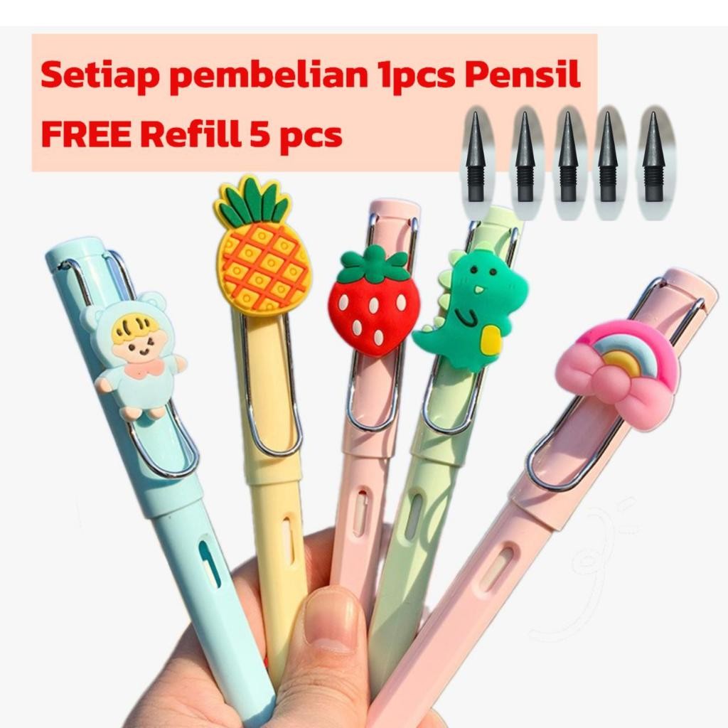 

KEDAIBUTIK (PSL03) Pensil Tulis Abadi Tanpa Batas Tanpa Asah FREE Penghapus FREE REFILL 5PCS/ Eternal Pencil Kuat Tidak Patah Tahan Lama