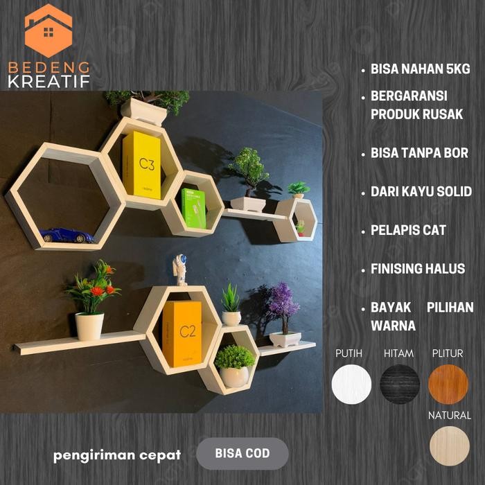 

Promo Bedeng Kreatif Rak hexagonal SATU SET Ambalan Kayu Garansi Produk Rusak Bisa Tanpa Bor Dari Kayu Solid Finishing Halus Banyak Warna - PAKET 5, Putih Terlaris