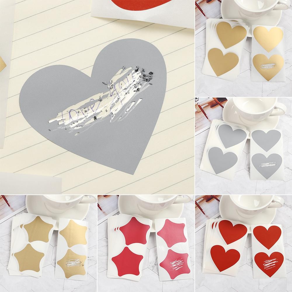 

50 Pcs / Set DIY Golden Love Heart Shape Self-adhesive Scratch Card Sticker Scratch Coating Stickers Multifunctional Labels