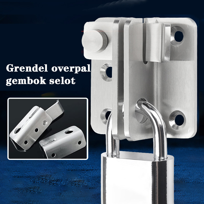 Grendel Kait Slot Pintu Kotak Stainless Steel / Slot Pintu Geser / Grendel Pintu Sliding Geser / Doo