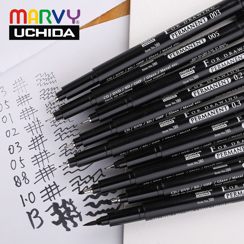 

1pcs MARVY Pigma Micron Fine Liner Pen Oily Based Black Ink Waterproof Drawing Pen Art Markers Manga Dessin Sketch Marker