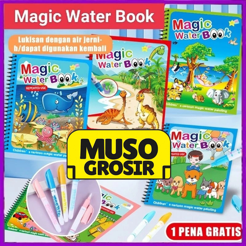 

MUSO | BUKU Magic Waterbook Water Drawing Painting Book Buku Mainan Edukasi Souvenir Ultah Ulang Tahun Anak Stationery Alat Tulis Sekolah