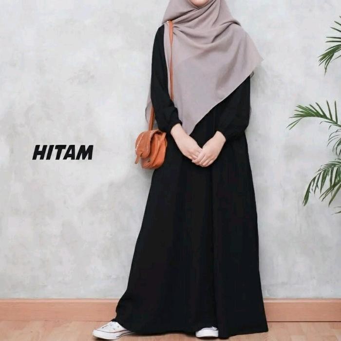 abaya polos jetblack premium abaya remaja  Hitam  Polos Muslim Turki Gamis Arab Wanita - Lengan kare
