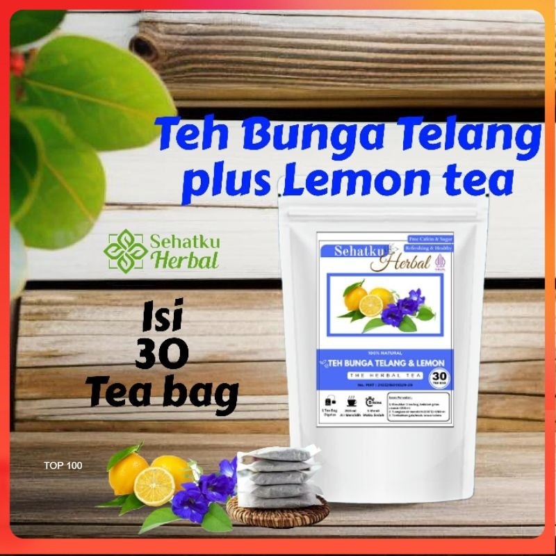 

SEHATKUHERBAL Teh Bunga telang plus Lemon tea : Butterfly pea flower with Lemon tea Isi 30 Tea Bag