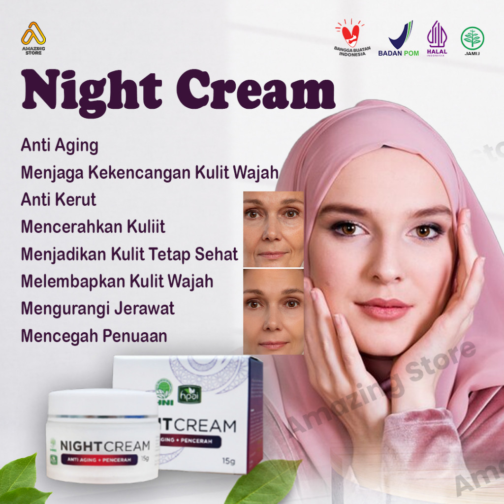 Halal BEAUTY NIGHT CREAM HNI HPAI PAKET CREAM WAJAH NEW BRIGTHENING BOOSTER GLOWING KOSMETIK PERAWAT