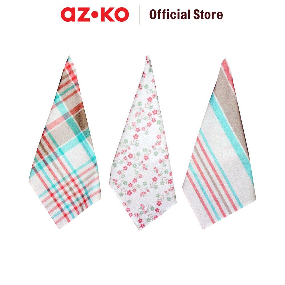 AZKO Culinart Set 3 Pcs Lap Dapur Katun Popy Kain Serbet Pembersih Topo Dapur Serbaguna Kitchen Towe