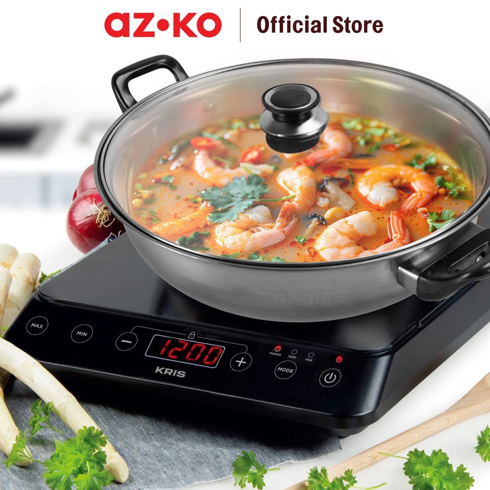 Azko Kris Kompor Listrik Dengan Panci 2000 Watt - Hitam Electric Stove Kompor Elektrik 1 Tungku