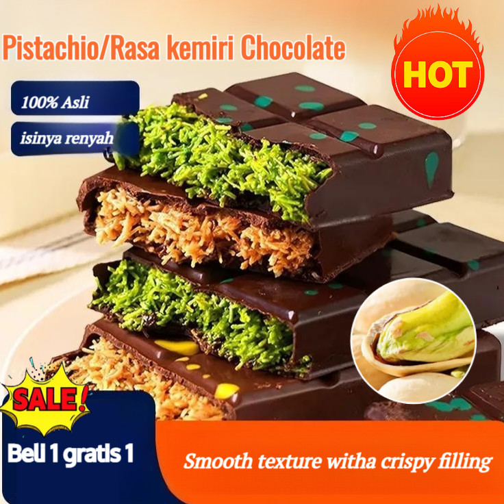 

Coklat dubai lokal Pistachio Kunafa Chocolate/Cho-Cweeet Chocolate Bar Crispy Pistachio/Halal dengan Kulit Krispi dan Pistachio Cokelat/Berkualitas Tinggi Cokelat