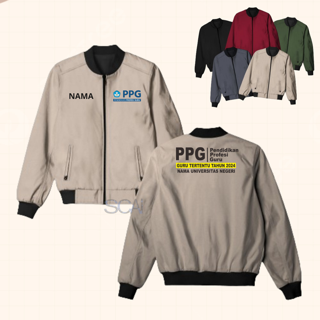 Jaket Bomber Pria Wanita PPG Pendidikan Profesi Guru Unisex seragam Guru Kekinian