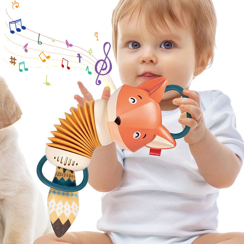 NC66 Mainan Motorik Bayi Mainan Musik Akordeon Rubah Mainan Musik Akordeon Mainan Kerincingan Bayi M