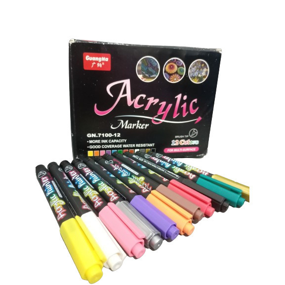 

J2 - Acrylic marker Isi 12 colors Pena Cat