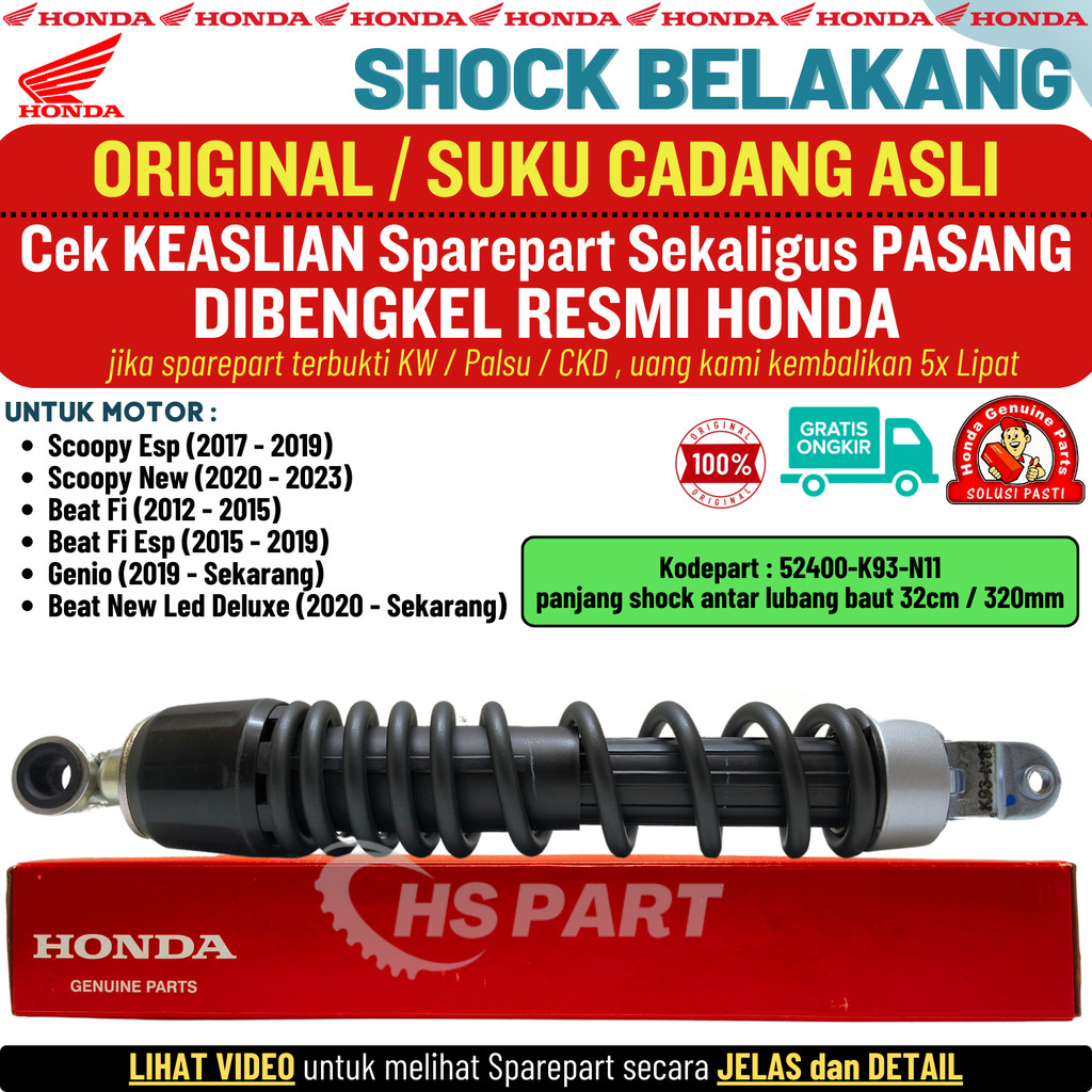 Shock Shockbreaker Belakang Scoopy Fi eSP 2017 2018 2019 2020 2021 2022 2023 Original