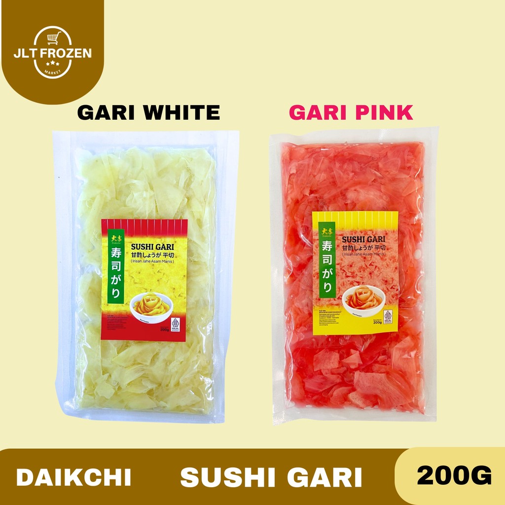 

DAIKICHI Sushi Gari / Gary / Irisan Jahe Asam Manis / Acar Jahe / Gari Pink / Gari White Kemasan 200g