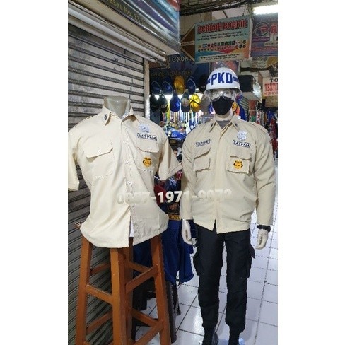 Setelan Pdl Pdh Satpam Pdl Krem Hitam Safari Driver Baju Seragam Security Cream hitam Pdl Hitam Krem