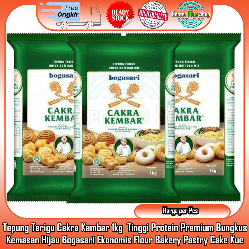 

Tepung Cakra Kembar 1kg Tinggi Protein Terigu Ekonomis Premium Kemasan Bogasari Hijau Praktis Bungkusan 1 Kilo Kiloan Adonan Flour Bakery Pastry Cake Kue Bolu Donat Makanan Roti Tawar Bolu Kukus Nastar Martabak DES Manis Mie