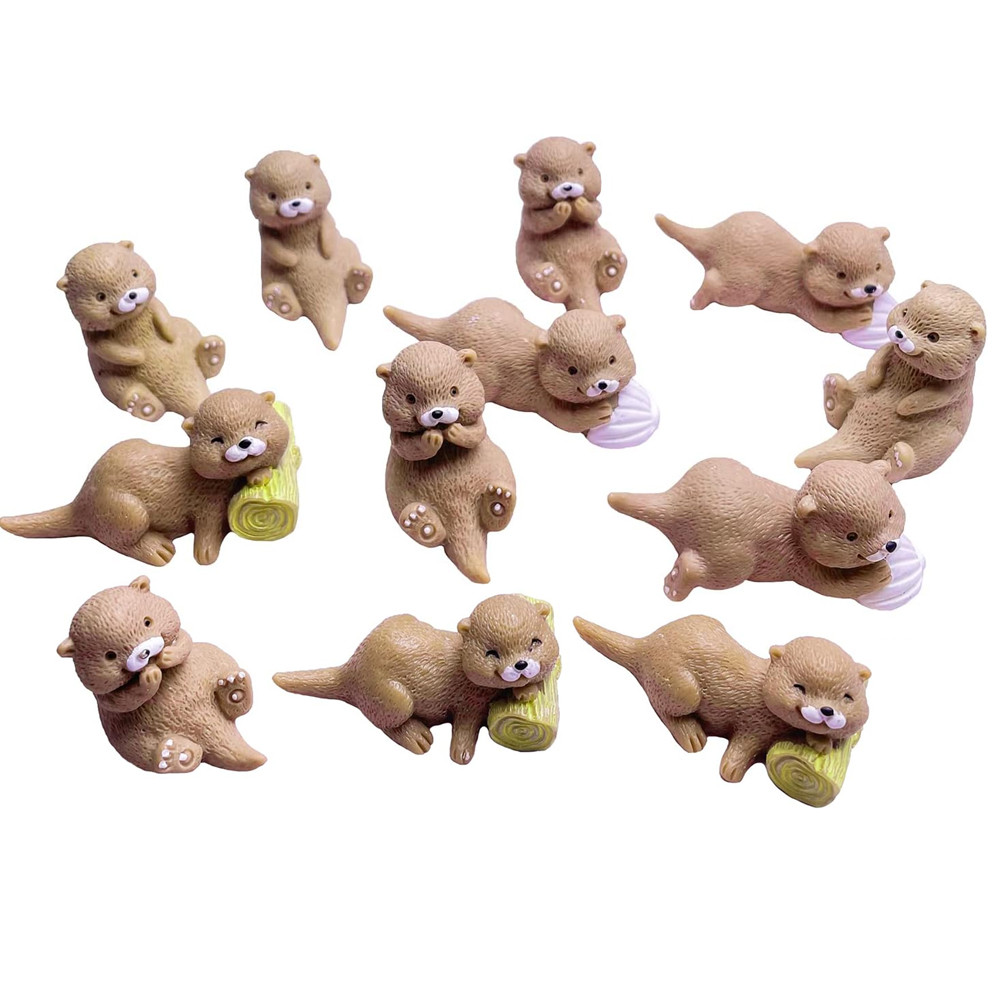

4/8pcs Adorable Resin Otters Miniatures, Animal Figurines for Fairy Garden Micro Landscape Home Terrarium DIY Craft Decoration