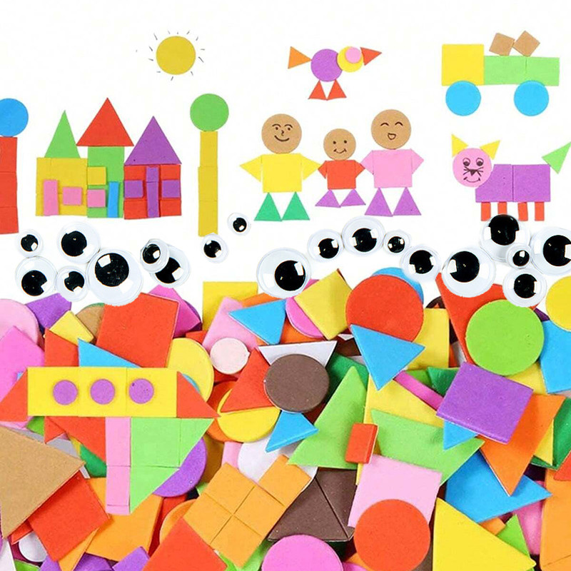 

Handmade DIY Toys Sponge Patch Black & White Eyes Shape Color Cognition Geometry Triangle Square Circle Children Craft Toy TMZ