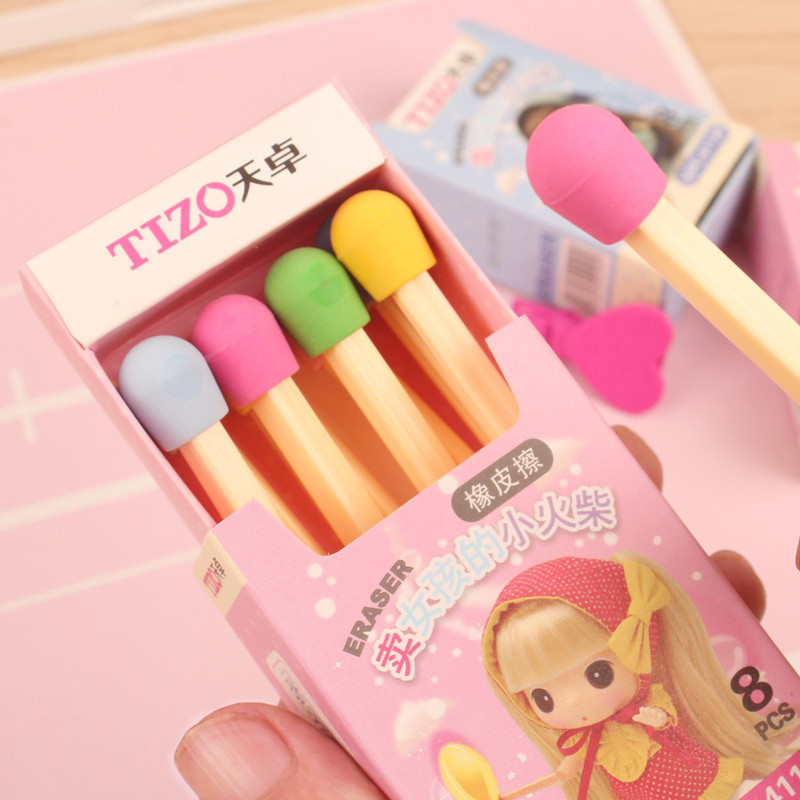 

8Pcs/set Kawaii Rubber Eraser Kid Gift School Supplies Stationery Mini Color Matches Shape Rubber Pencil Eraser Student Award