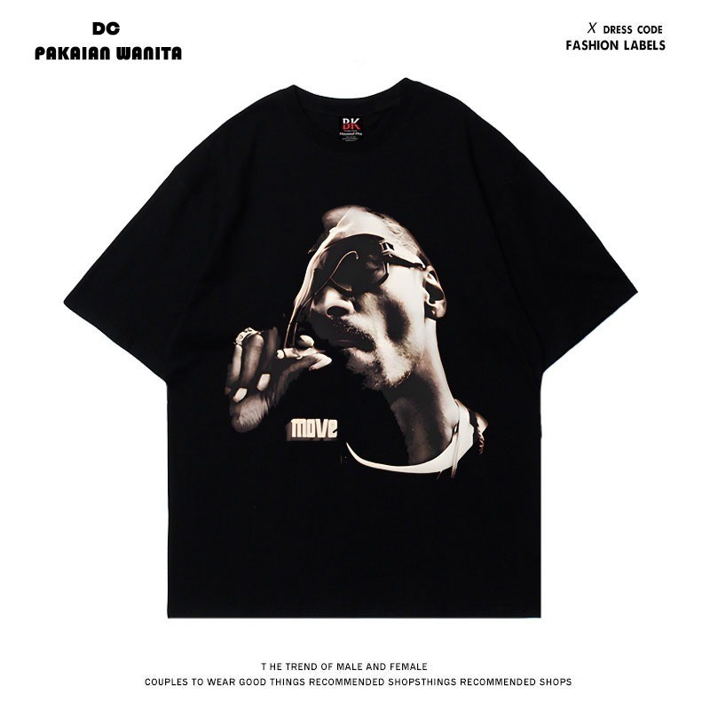 [Promo & Barang Ready] American retro style T-shirt Oversize Move Gangster Boss | Kaos Wanita Hitam 