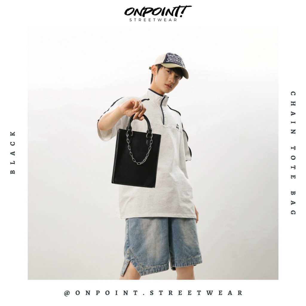 Chain Tote Bag - tas pria selempang sling bag unisex tas pria keren tas pinggang pria tas pinggang w