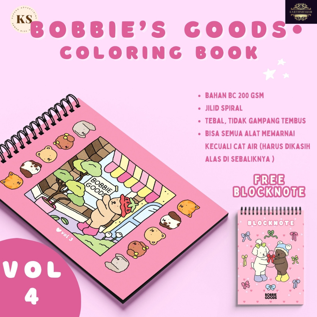 

Bobbie's Goods Vol.4 Coloring Book Buku Mewarnai Anak Remaja Dewasa Aesthetic Kertas Tebal