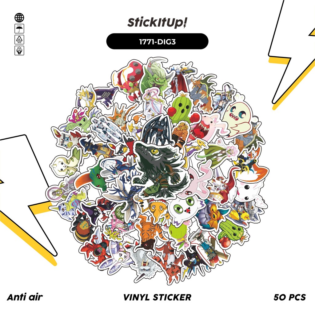 

COD 50 Pcs Stiker ANIME SERIES DIGIMON CHARACTER MIX 03 Lucu Anti Air Untuk Dekorasi Notebook Sepeda Skateboard Handphone DIY