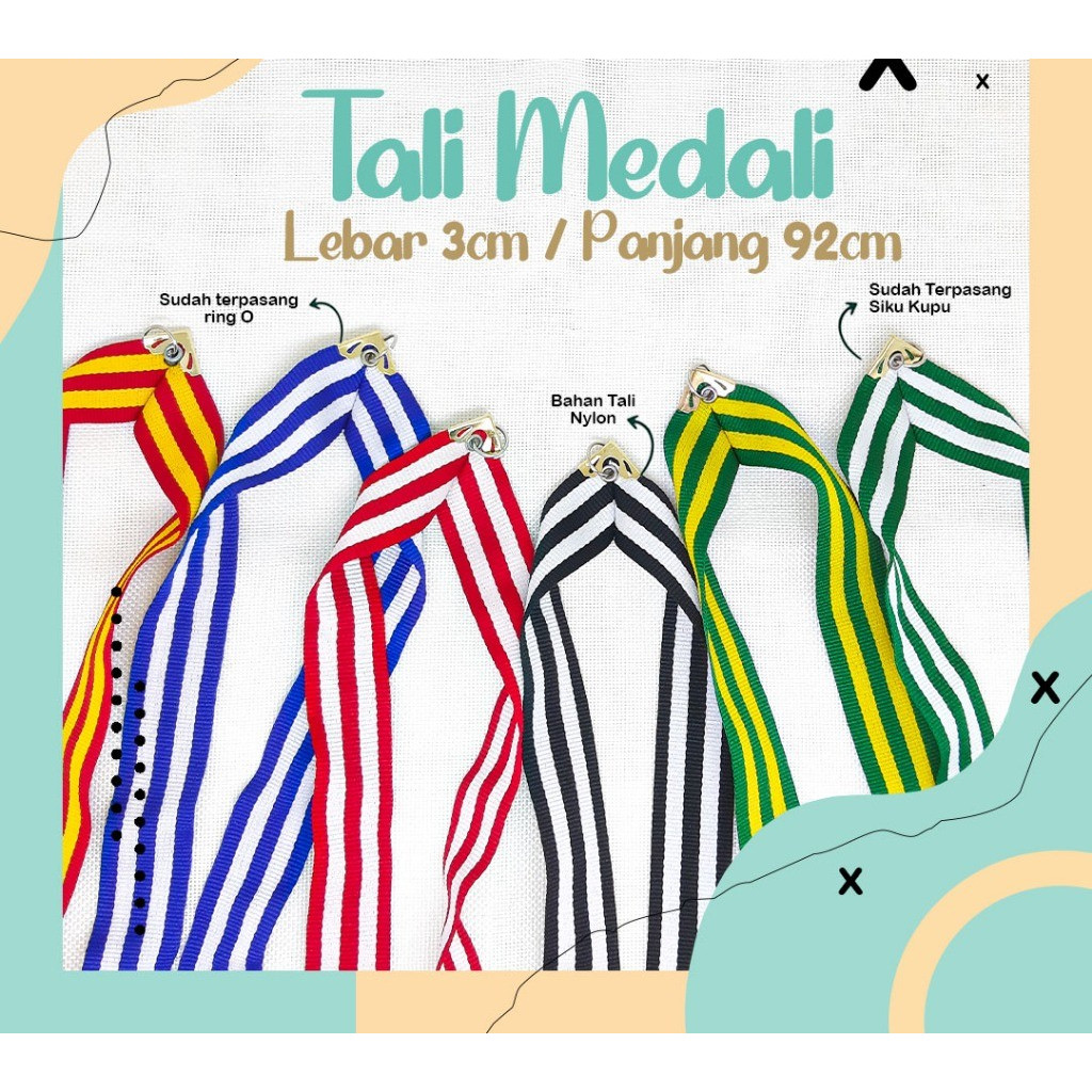 

NEW! TALI MEDALI 3CM TANPA MINIMAL ORDER SUDAH TERPASANG SIKU + MATA AYAM + RING / TALI MEDALI SIAP PAKAI PANJANG 92CM