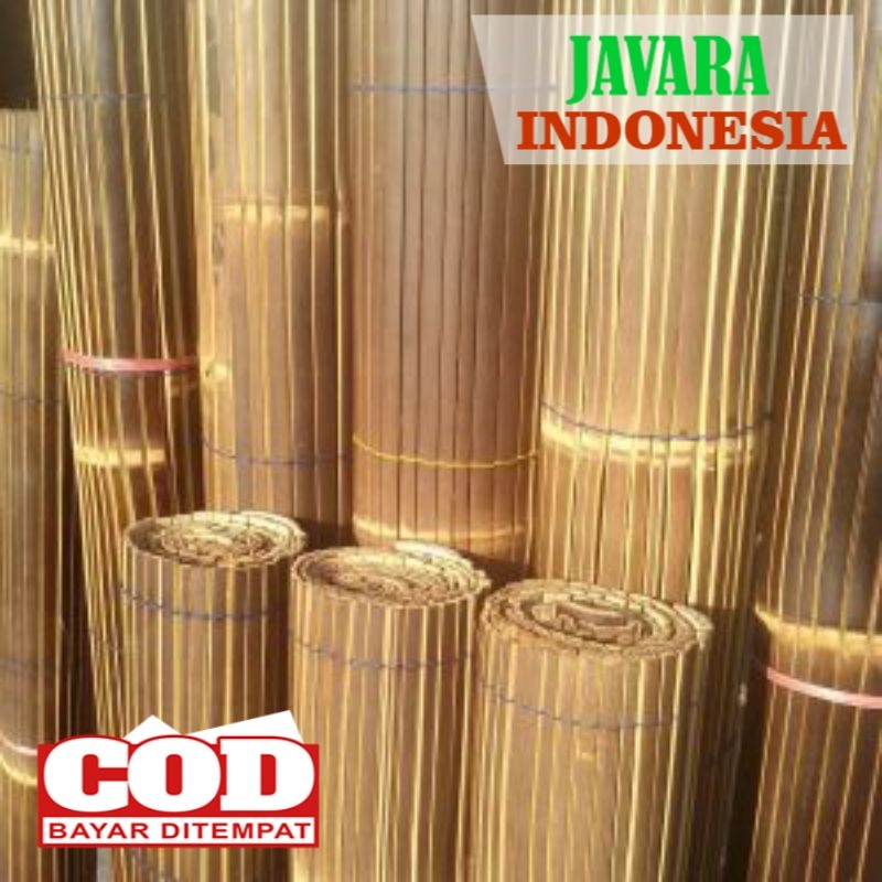 Tirai bambu kerai bambu plitur jati ukuran 2x2, 1x2, 1,5x2, meter