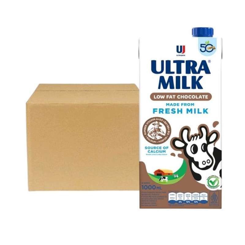 

Ultra Milk Susu UHT Low Fat Cokelat 1 Karton Dus ( 12 x 1000ml )