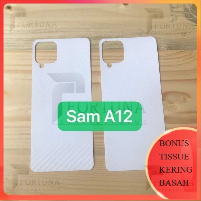 [ FORTUNA ] Skin Carbon Garskin SAMSUNG A12 / SAMSUNG M12 Protector Skin Back Phone Garskin