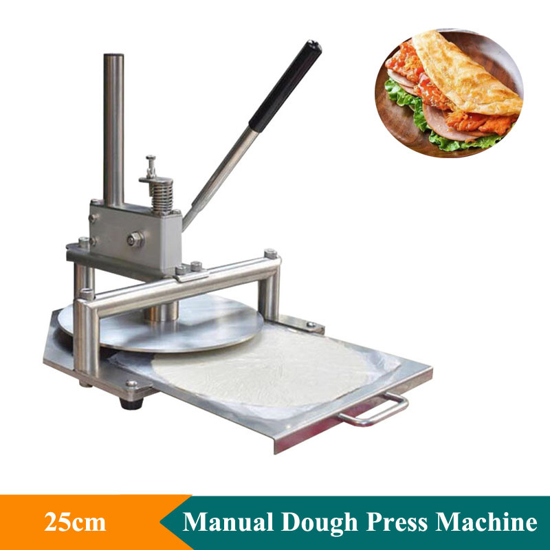 25cm Commercial Hand Dough Press Machine Stainless Steel Pizza Dough Flattening Press Machine Flatbr