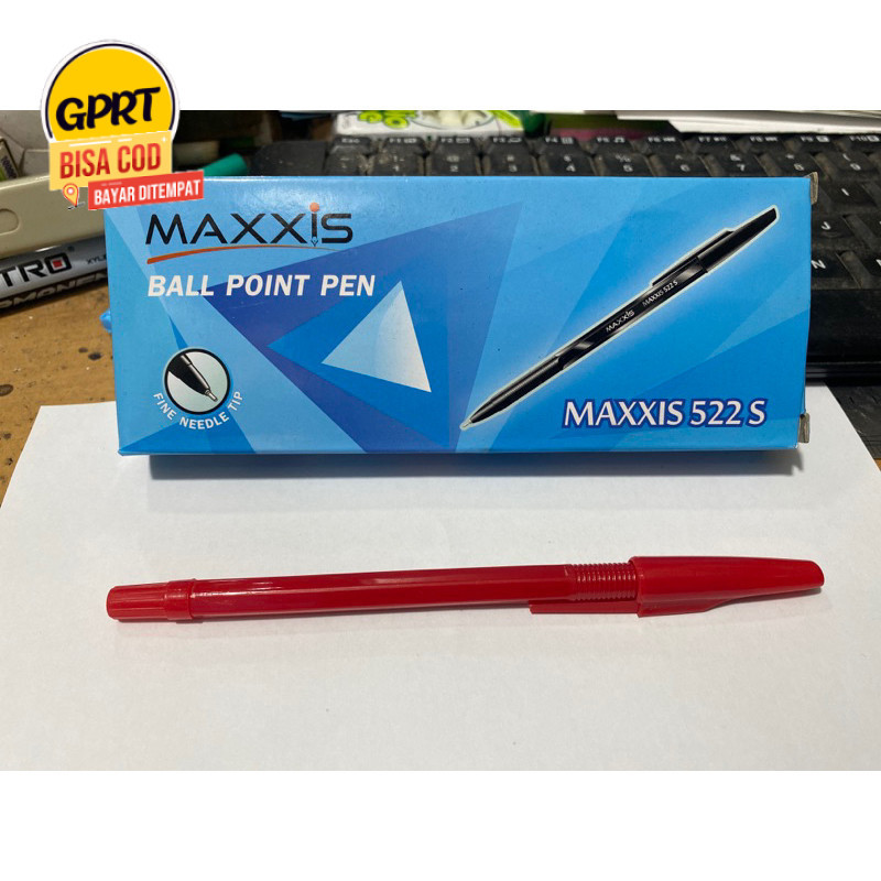 

GPRT 12pcs Ball Pen Pulpen Pena Maxxis 522S Ballpen Merah Hitam Bolpen