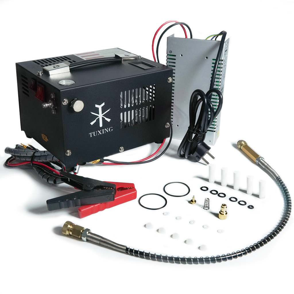 TUXING TXES061 PCP Air Compressor 4500Psi 300Bar High Pressure PCP Compressor with 12V Transformer f