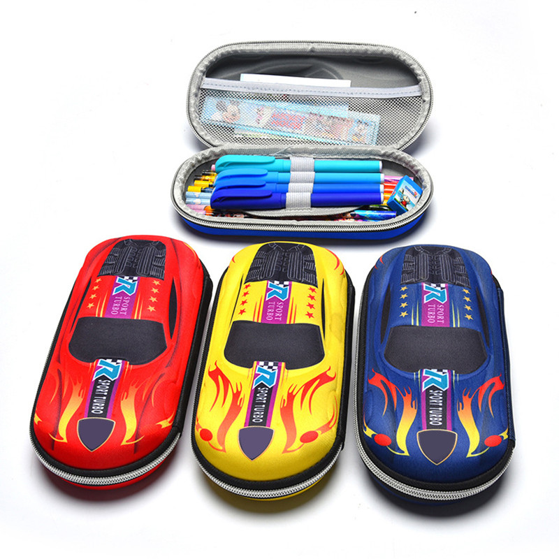 

3D Racing Car Pencil Cases Cartoons School Pencil Case For Children Stationery Box EVA PU Plastic Pen Case Boy Cute Pen Bag