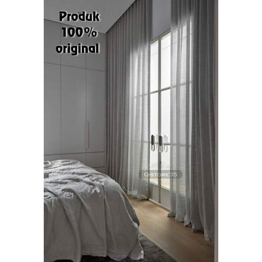 Promo Vitrase gorden transparan luar abu import model smokring dalaman gorden polos jendela pintu Ka