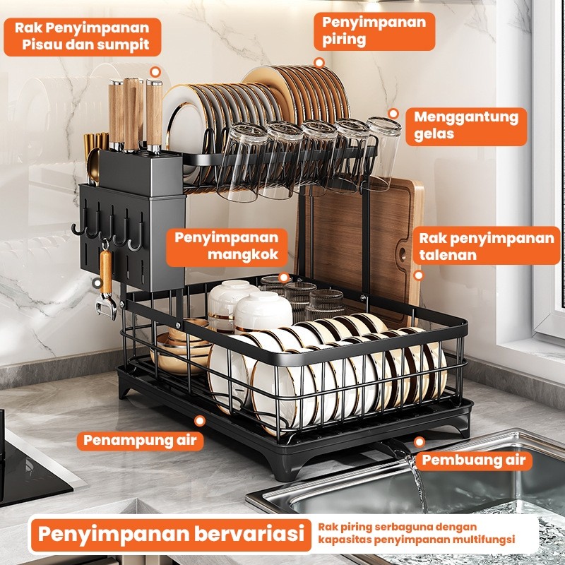 Dreamhome Rak Piring Stainless - Rak Piring Minimalis/Rak Cuci Piring/Rak Piring Wastafel Stainless