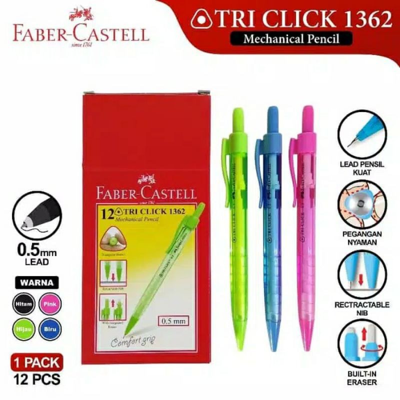 

Tri Click 0,5 Faber Castell / Pensil Mekanik 0,5 Faber Castell (HARGA 1 BUAH PENSIL)
