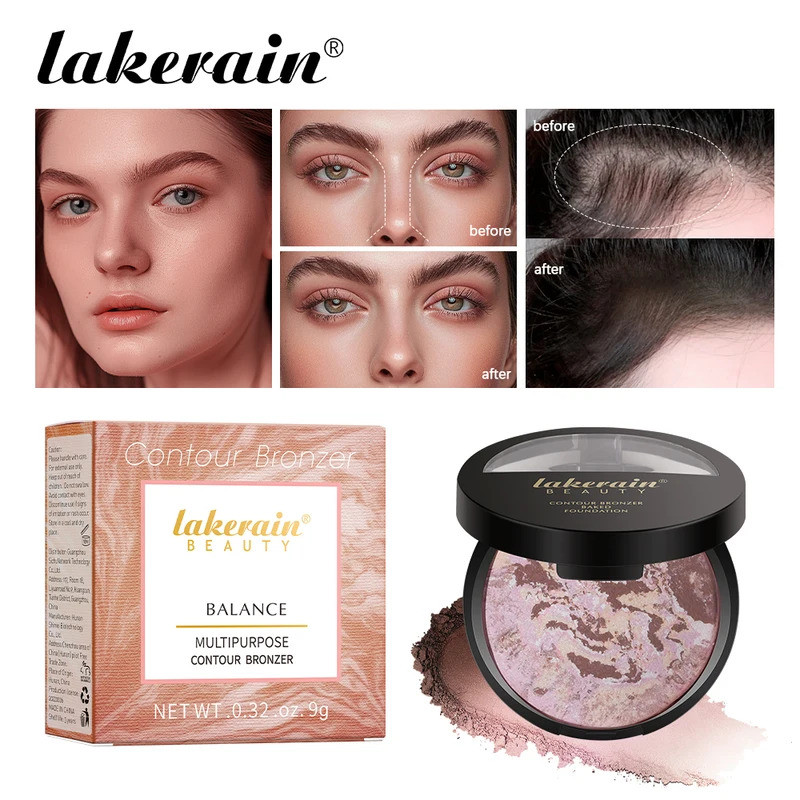 

Lakerain Baked Powder Palette Color Correcting Powder Foundation Balance & Brighten Coverage Semi Matte Natural Finish 9g