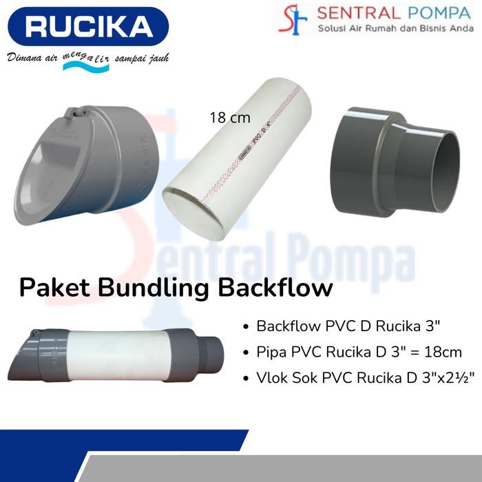 Paket Backflow RUCIKA 3" x 2 1/2" Back Flow Valve PVC 3 x 2,5 inch - Backflow