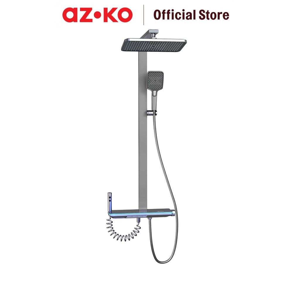 AZKO Acroz Elysio Set Shower Mandi Led - Abu-Abu Shower Mandi Shower Kamar Mandi Perlengkapan Kamar 