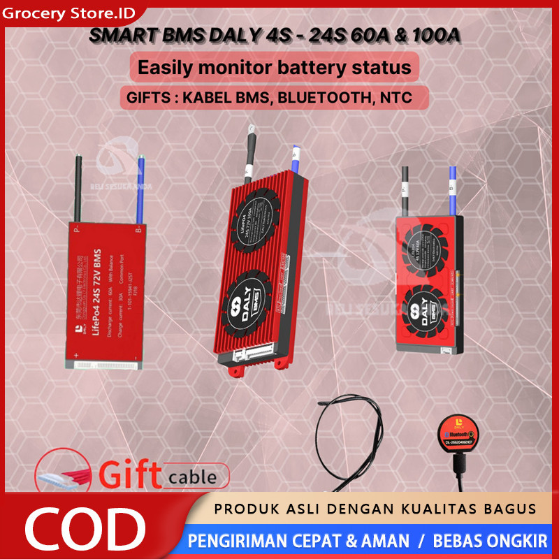 BMS Baterai Lithium Iron Phospate Lifepo4 4S 12V DALY 200Ah/ BMS LiFePO4 4S 8S 16S 20S 50A 60A 80A 1