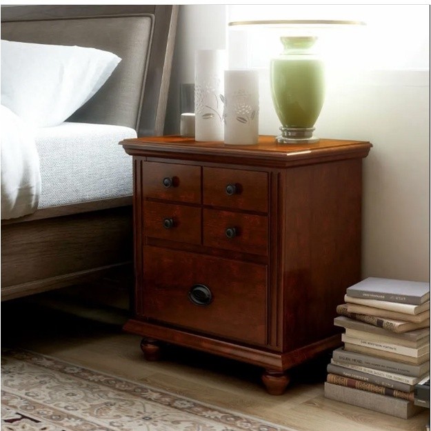 Nakas Minimalis Jati 5 Laci, Nakas Tempat Tidur Jati, Meja Samping Jati, Meja Lampu Tidur