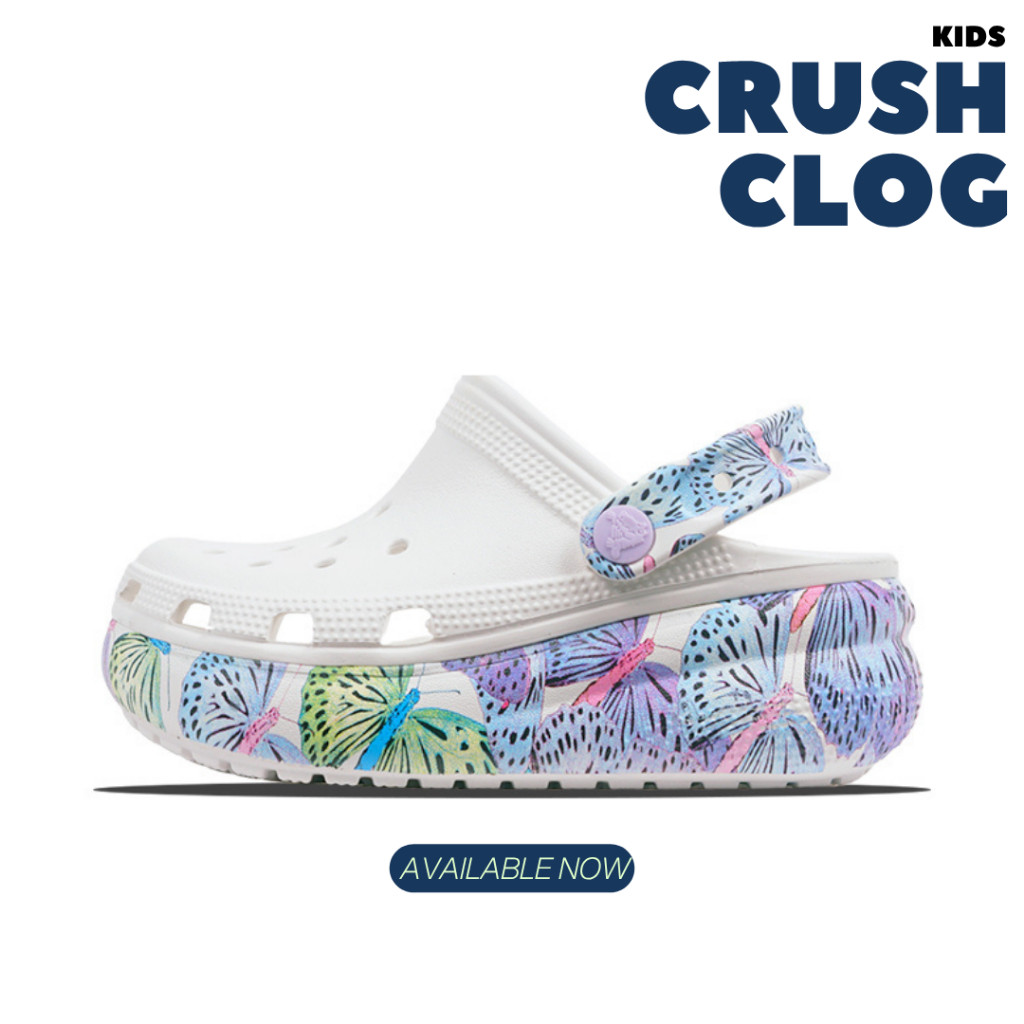 Sandal Crocs Kids Crush Clog White Butterfly