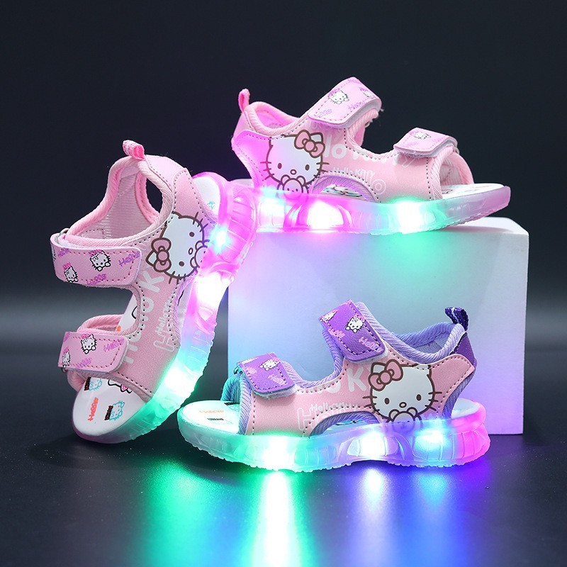 SB Sandal sepatu gunung anak perempuan cewek lampu LED cewe untuk usia 1-4 tahun