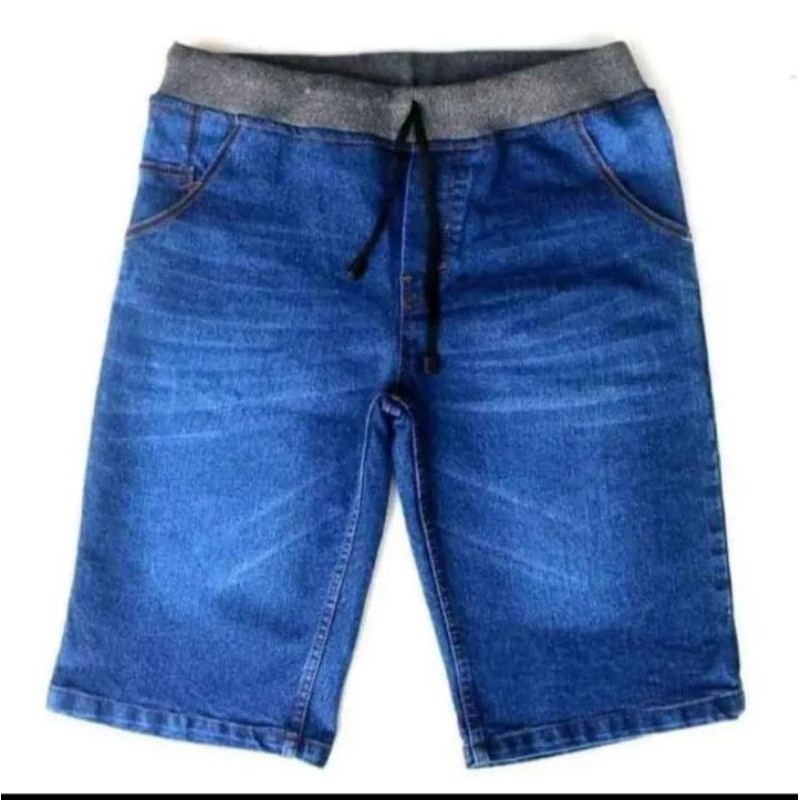 celana pendek jeans pria pinggang karet bahan adem kwalitas distro