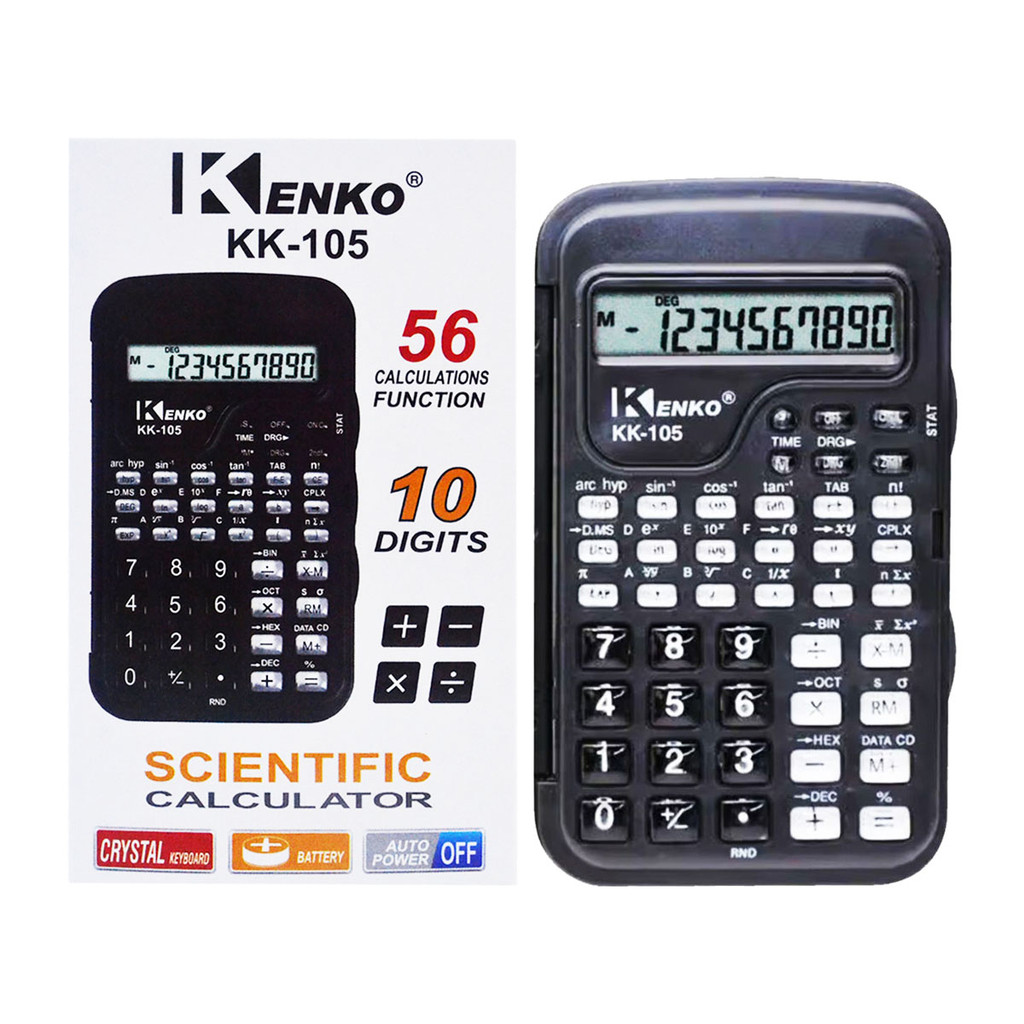 

SCIENTIFIC KALKULATOR KK-105 CALCULATOR ILMIAH 10 DIGIT HITAM
