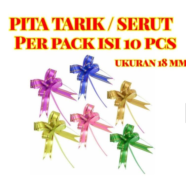 

[1 Pack isi 10 Pcs] Pita Serut Tarik 18mm /Pita Kado / Panjang 35 cm