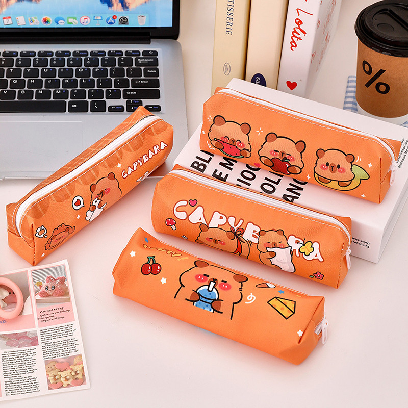 

4Pcs Cartoon Capybara Pencil Case Cute Pencil Case For Boys Girls Simple Large-capacity Pencil Cases Stationery Storage Bag