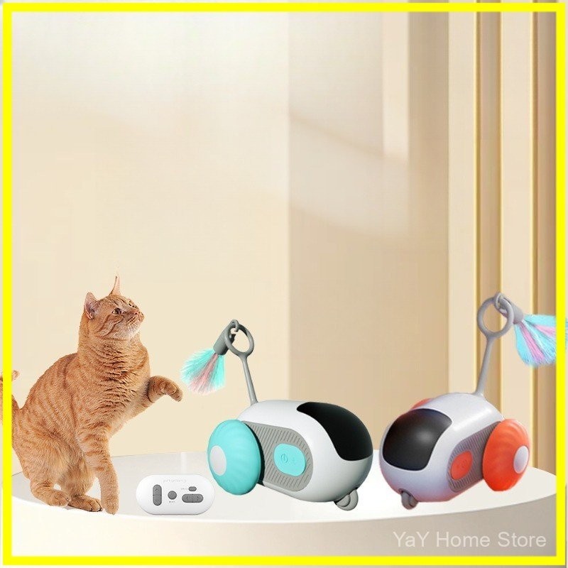 REBONSHOP Mainan Kucing Mobil Otomatis Elektrik Mainan Kucing Listrik Remote Control Penghindaran Ri